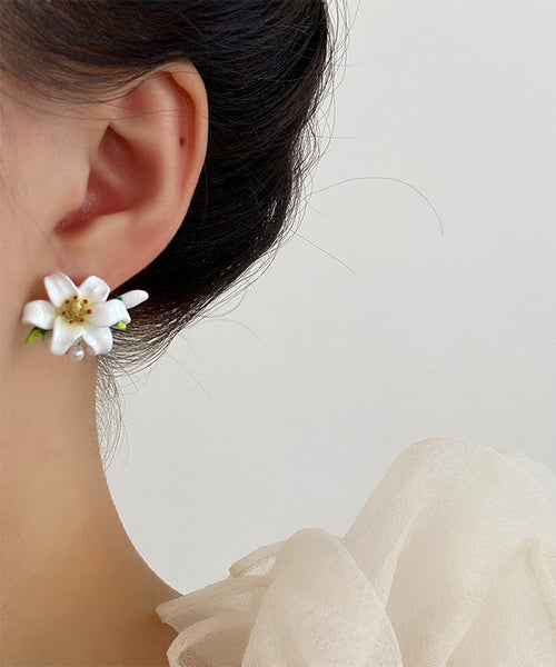 Colored Stud Silver Lily Elegant Sterling Rainbow Earrings Glaze FashionChic