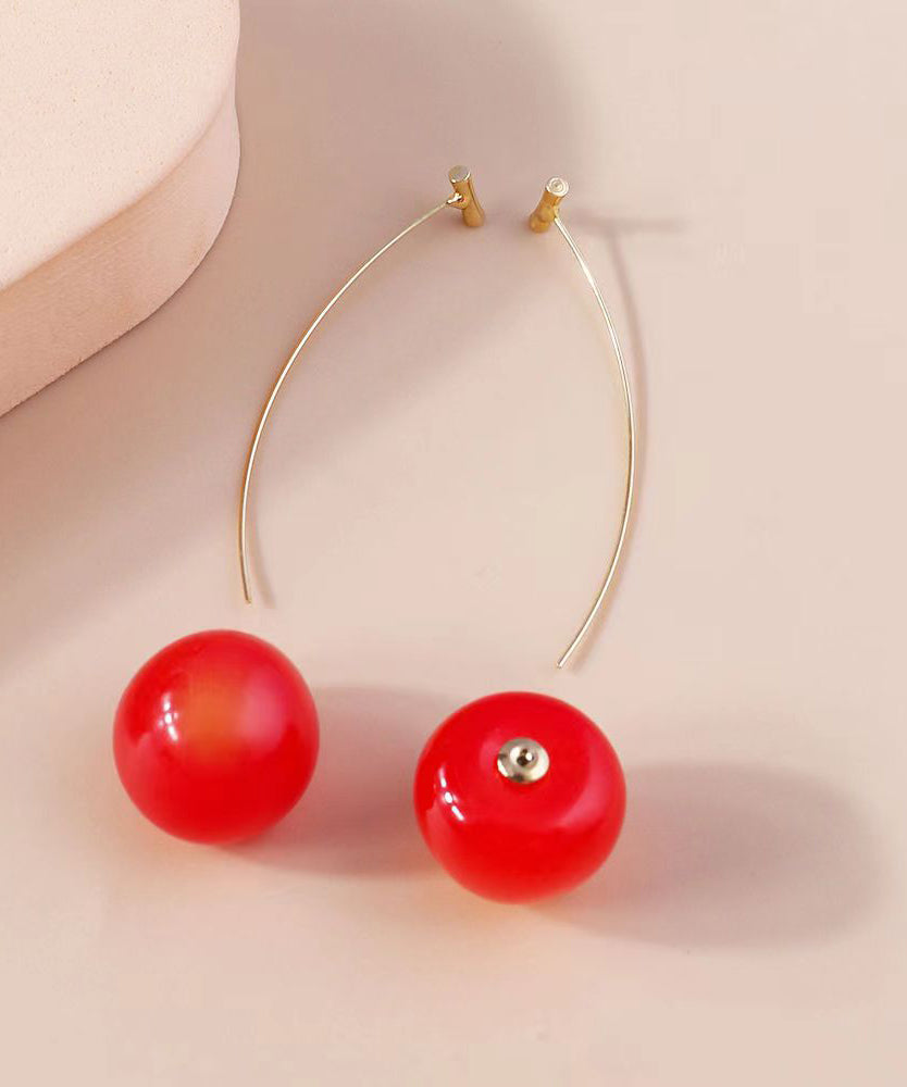 Elegant Red And Mulberry Sterling Silver Overgild Cherry Drop Earrings Two Piece Set DF1014 Ada Fashion