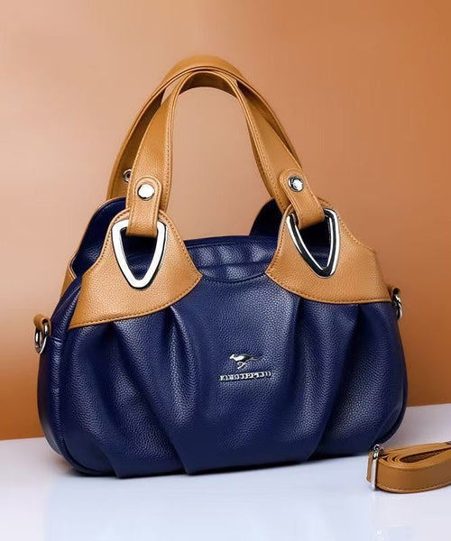 Handbag Leather Versatile Red Elegant Tote Calf Black FashionChic