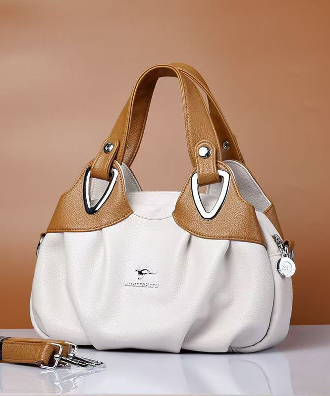 Handbag Leather Versatile Red Elegant Tote Calf Black FashionChic