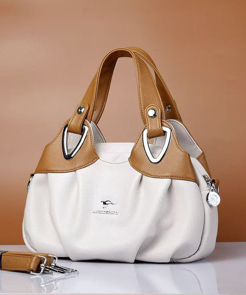 Handbag Leather Versatile Red Elegant Tote Calf Black FashionChic