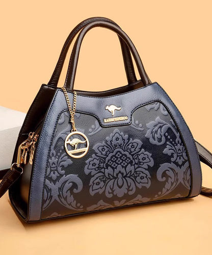 Tote Calf Bag Embossed Leather Elegant Red FashionChic