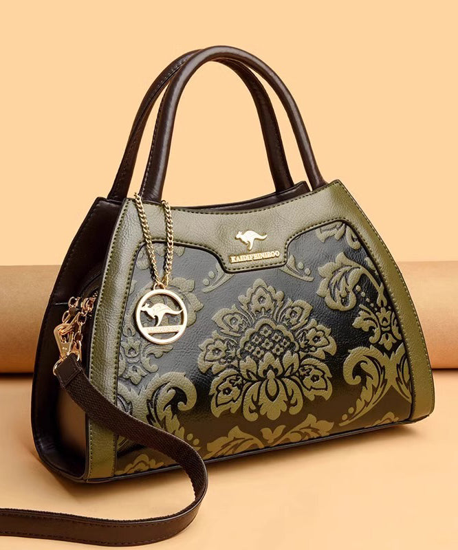 Tote Calf Bag Embossed Leather Elegant Red FashionChic