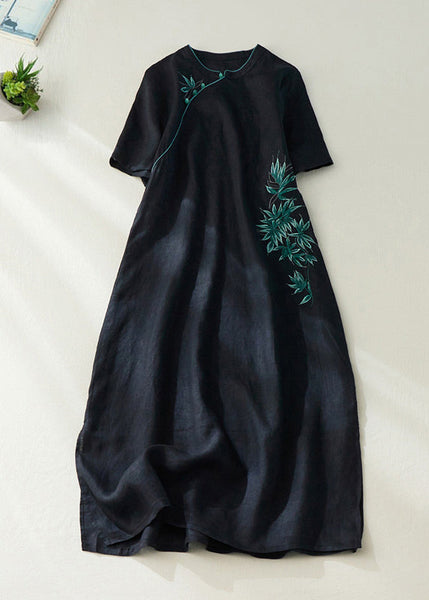 Elegant Red Embroidered Side Open Long Dress Short Sleeve VV062 HS-SDL240627