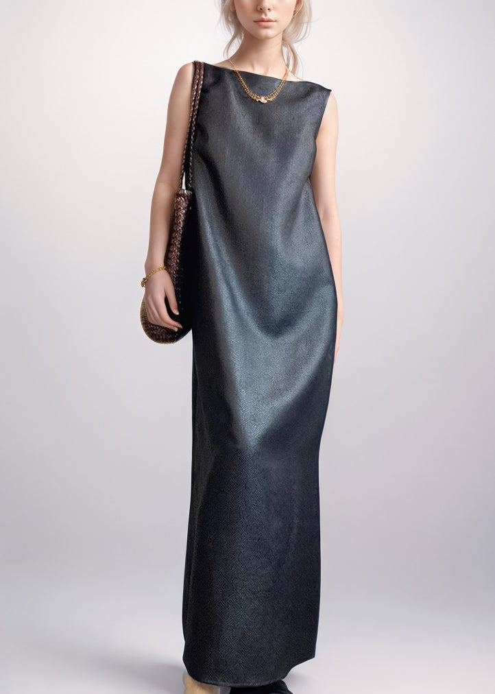 Dress Long Elegant Back Sleeveless Silk Side Red Open Pockets FashionChic