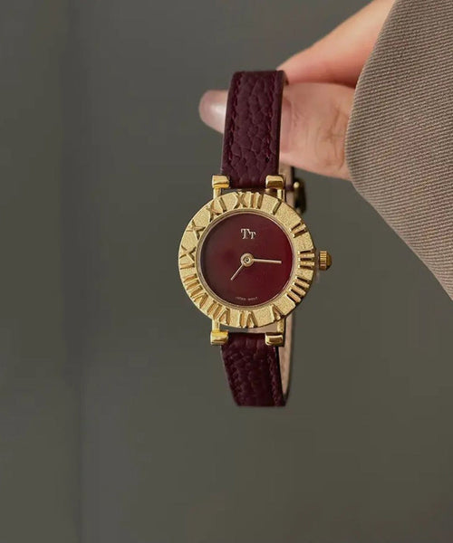 Hardlex Red Watches Crystal Steel Leather Elegant Stainless FashionChic