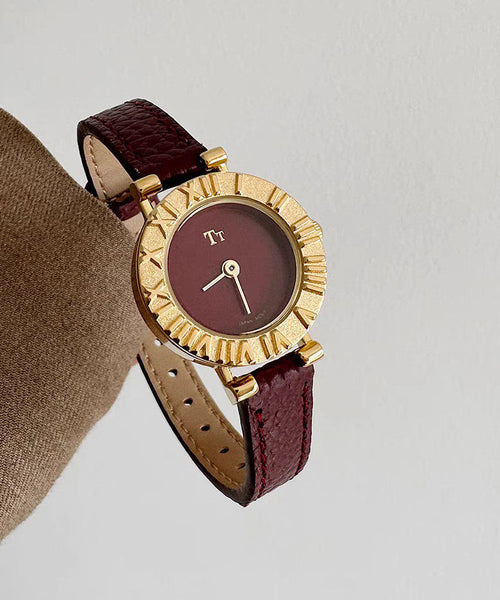 Hardlex Red Watches Crystal Steel Leather Elegant Stainless FashionChic