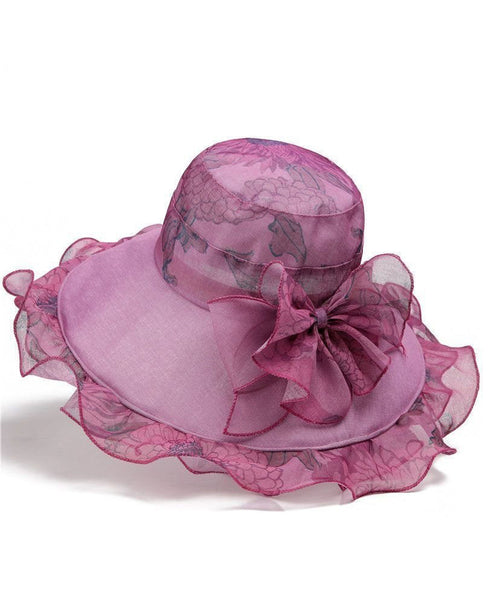 Rose Organza Ruffled Sun Hat Elegant Floral FashionChic