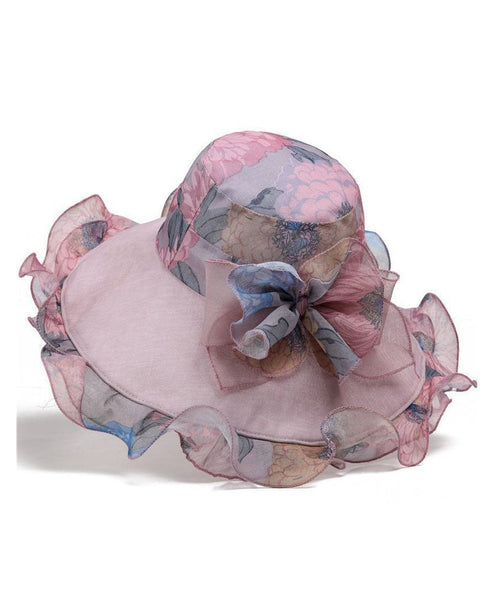 Rose Organza Ruffled Sun Hat Elegant Floral FashionChic