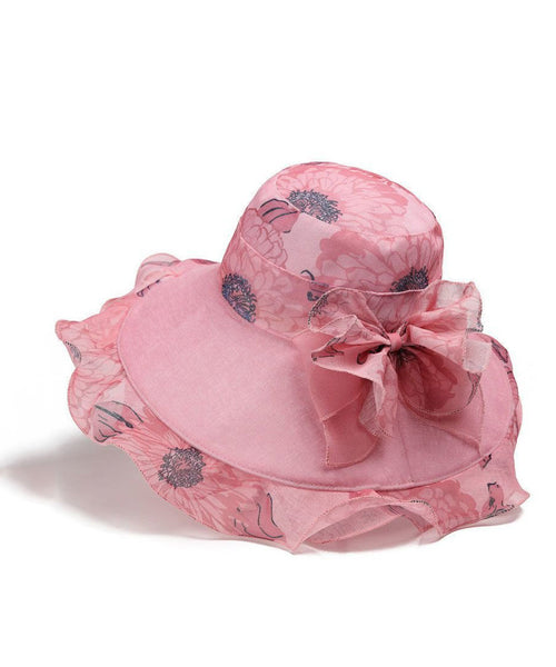 Rose Organza Ruffled Sun Hat Elegant Floral FashionChic