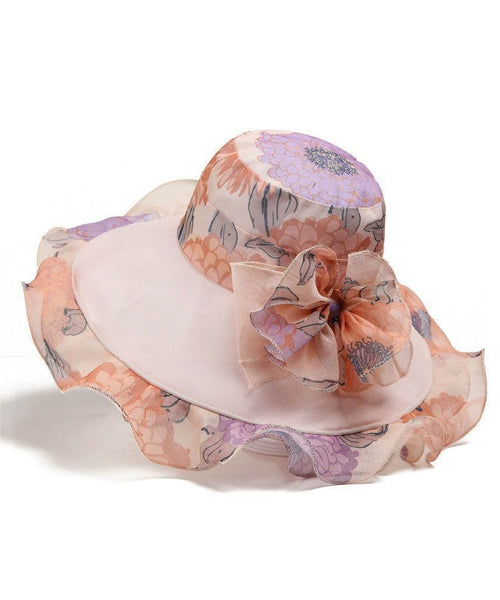 Rose Organza Ruffled Sun Hat Elegant Floral FashionChic