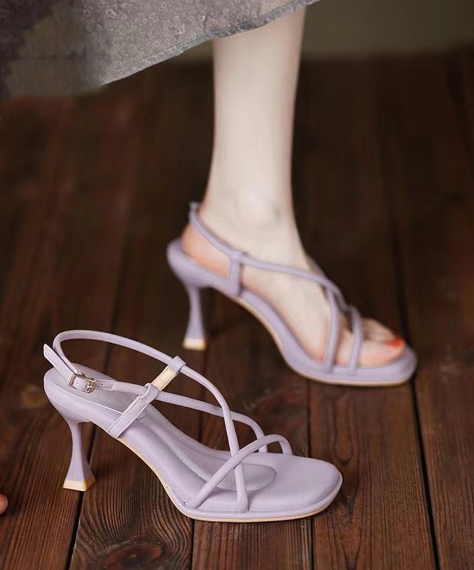 Elegant Splicing High Heel Sandals Beige Faux Leather Peep Toe AA040 shoe-CS240815