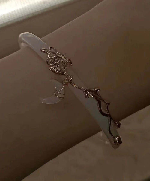 Elegant White Alloy Coloured Glaze Moon Bangle QJ031 JEW-BAN241021