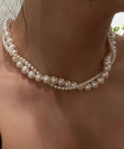 Bead White Double-Layer Elegant Pearl Alloy Gratuated Necklace FashionChic