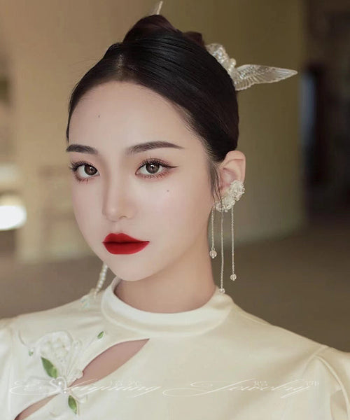 Elegant White Alloy Pearl Resin Magpie Tassel Hairpin AB1074 Genistyle Shop