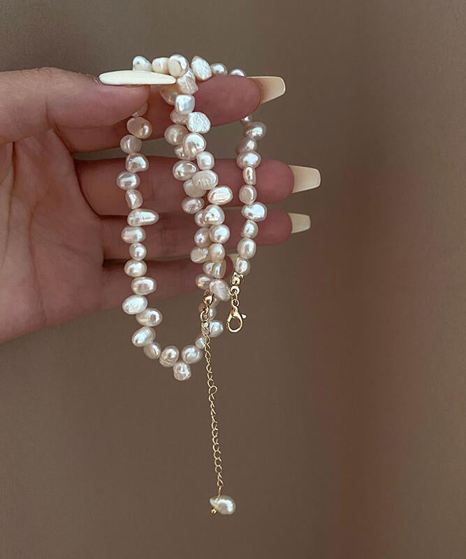 Elegant White Alloy Pearl Tassel Gratuated Bead Necklace GH1058 Ada Fashion