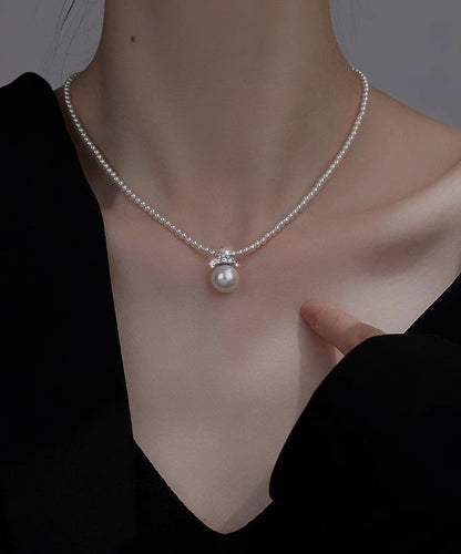 Elegant White Alloy Zircon Pearl Pendant Necklace RA003 ABC