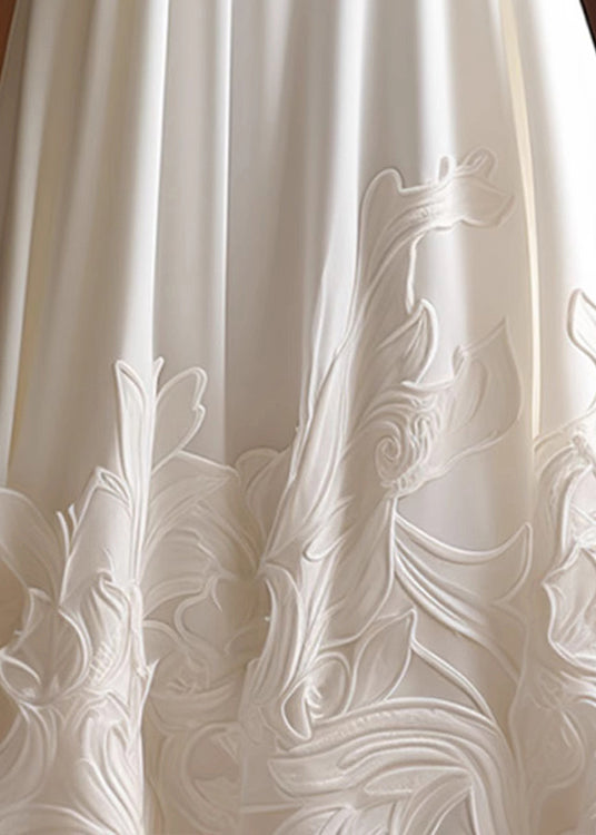 White Elegant Cotton Skirts High Applique Summer Waist FashionChic
