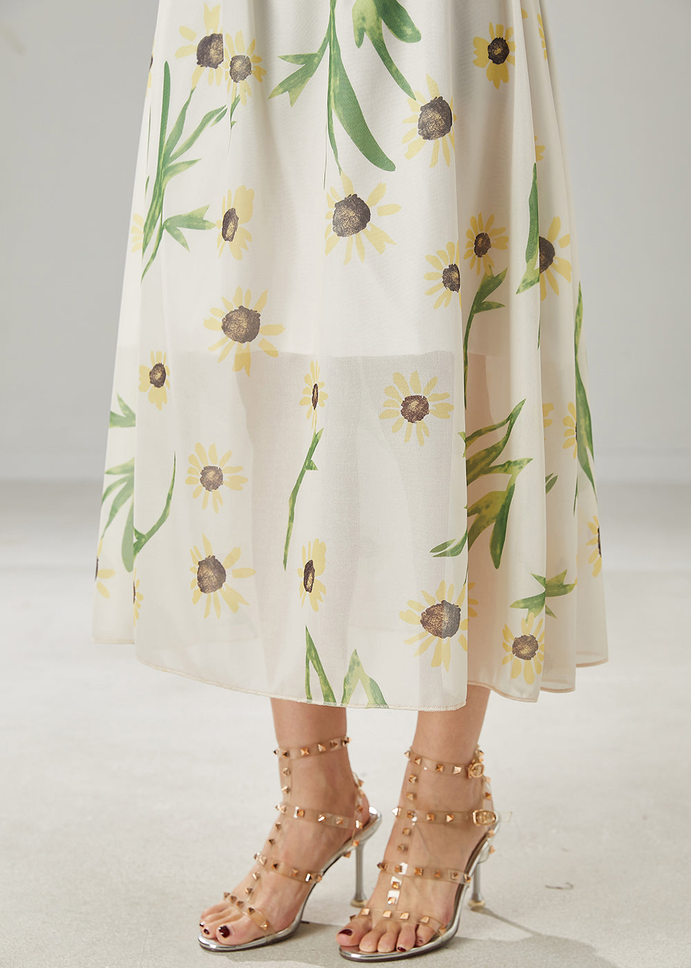 Elegant White Bamboo Print Linen Skirts Summer YU1007 Ada Fashion