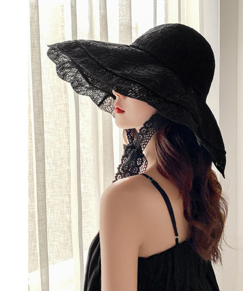 Elegant White Beach Lace Up Big Brim Sun Hat II043 hat-HAT240825