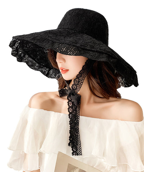 Elegant White Beach Lace Up Big Brim Sun Hat II043 hat-HAT240825