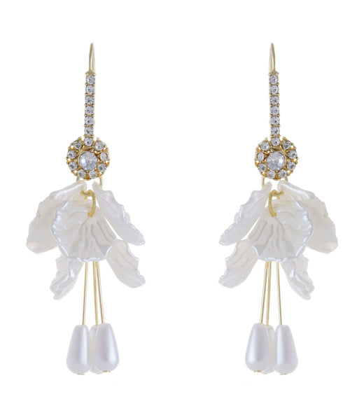 Elegant Tassel Drop White Copper Pearl Shell Acrylic Zircon FashionChic