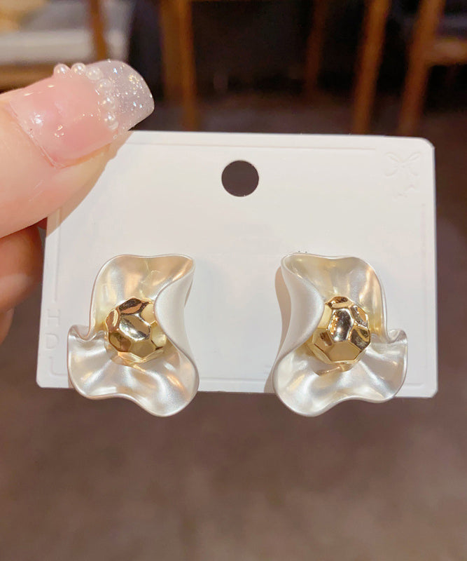 Elegant White Copper Overgild Floral Stud Earrings YD027 ABC