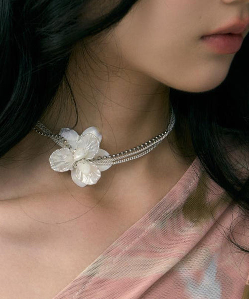 Copper White Elegant Choker Overgild Shell Pearl Floral FashionChic
