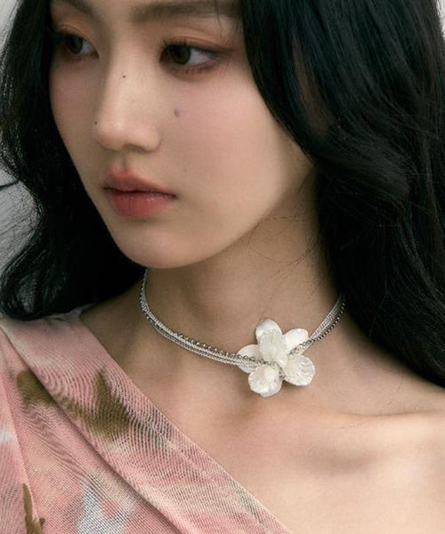 Copper White Elegant Choker Overgild Shell Pearl Floral FashionChic