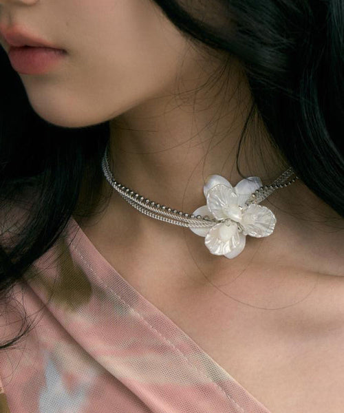 Copper White Elegant Choker Overgild Shell Pearl Floral FashionChic