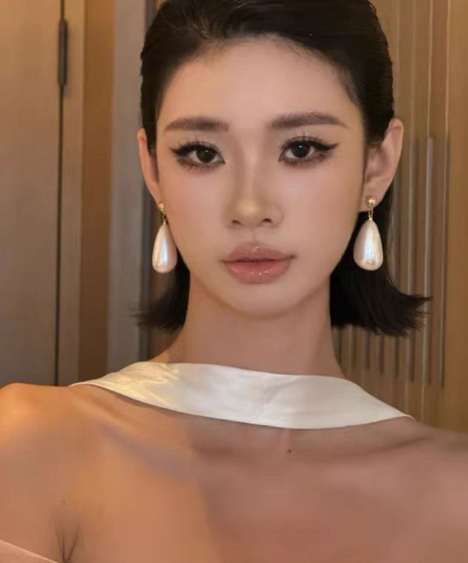 Elegant White Copper Pearl Water Drop Drop Earrings YD018 ABC