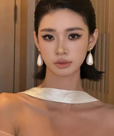 Elegant White Copper Pearl Water Drop Drop Earrings YD018 ABC