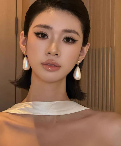 Elegant White Copper Pearl Water Drop Drop Earrings YD018 ABC