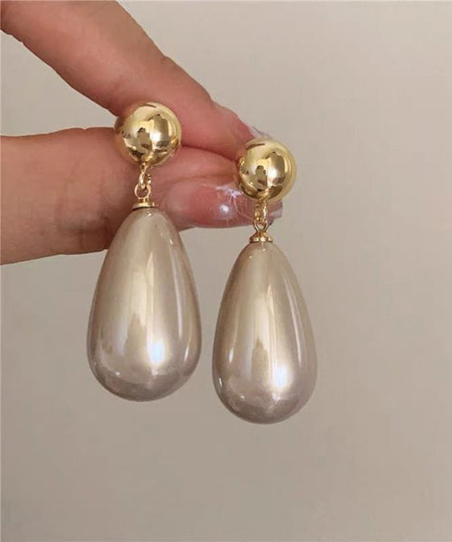 Elegant White Copper Pearl Water Drop Drop Earrings YD018 ABC