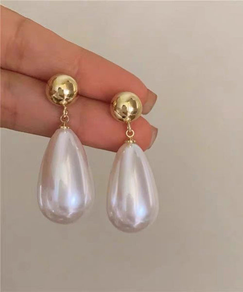 Elegant White Copper Pearl Water Drop Drop Earrings YD018 ABC