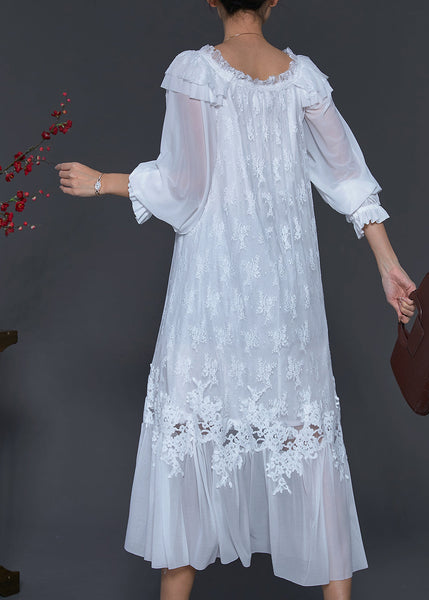Elegant White Embroidered Patchwork Lace Dresses Spring SD1082 Ada Fashion