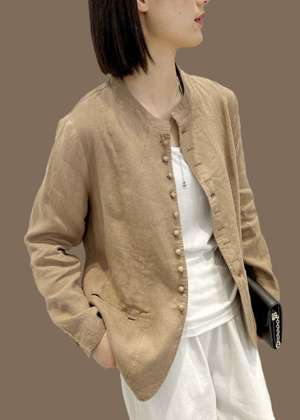 Elegant White O-Neck Button Coats Long Sleeve UU030 OM-MM240820