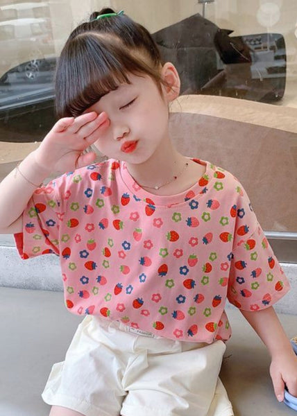Elegant White O-Neck Print Kids T Shirt Summer YU1066 WS-RCTZ-STP240529