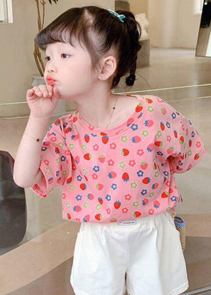 Elegant White O-Neck Print Kids T Shirt Summer YU1066 WS-RCTZ-STP240529