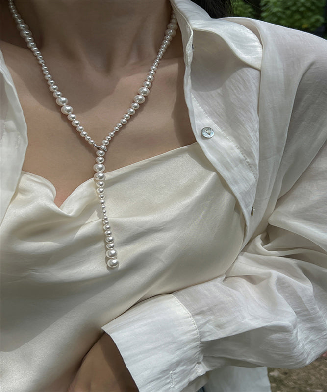 Elegant White Pearl Beading Gratuated Bead Necklace WQ021 JEW-EAR241102