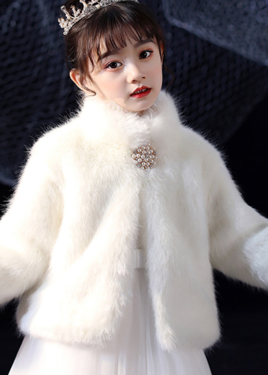 Elegant White Stand Collar Mink Velvet Girls Cloak Winter WL032 MM-RCTZ-CGTS241120