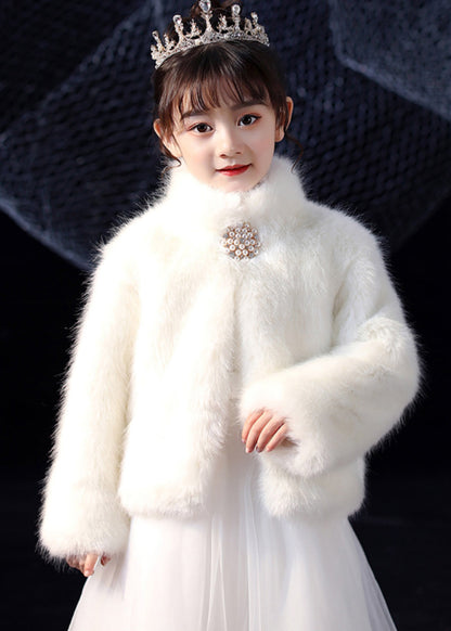 Elegant White Stand Collar Mink Velvet Girls Cloak Winter WL032 MM-RCTZ-CGTS241120