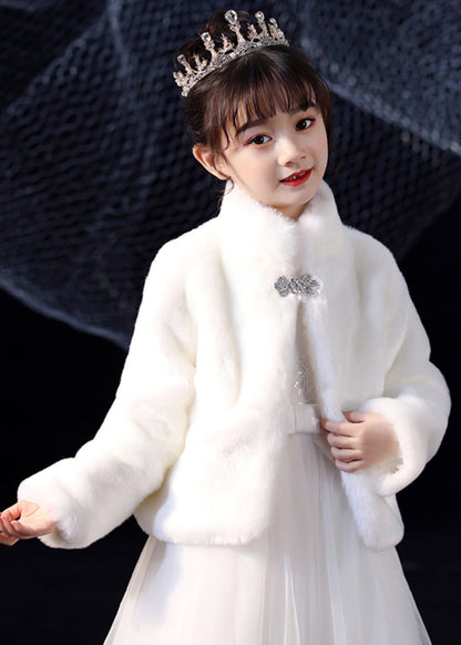 Elegant White Stand Collar Mink Velvet Girls Cloak Winter WL032 MM-RCTZ-CGTS241120