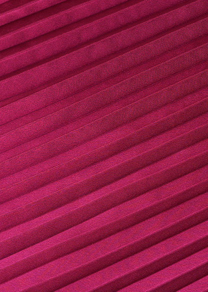 Elegant Wine Red O Neck Wrinkled High Waist Silk Dresses Fall QR036 OM-ZS240929