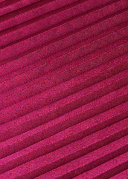 Elegant Wine Red O Neck Wrinkled High Waist Silk Dresses Fall QR036 OM-ZS240929