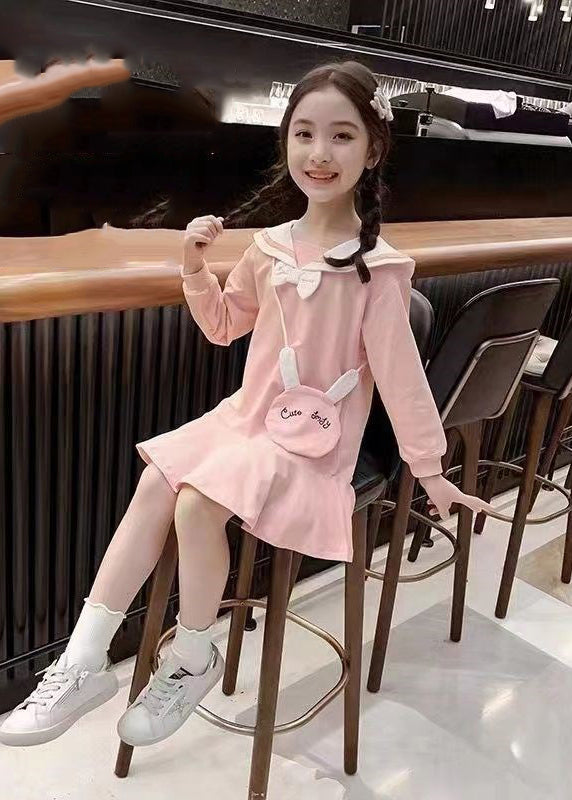 Elegant Yellow O-Neck Patchwork Girls A Line Mid Dress Long Sleeve SS1062 MM-RCTZ-FDM240601