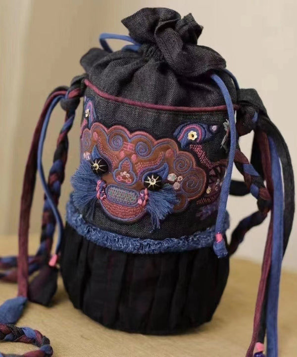 Ethnic Style Embroidered Drawstring Bucket Bag HJ1037 Ada Fashion