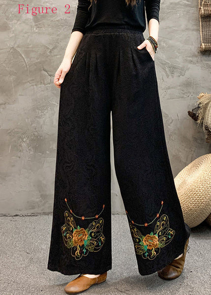 Ethnic Style Embroidered Elastic Waist Wide Leg Pants Spring BV013 MZF-LPTS240702