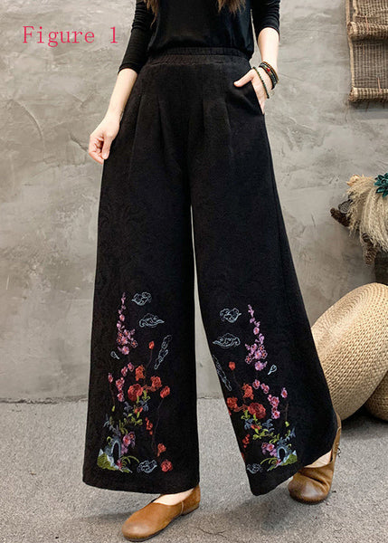 Ethnic Style Embroidered Elastic Waist Wide Leg Pants Spring BV013 MZF-LPTS240702