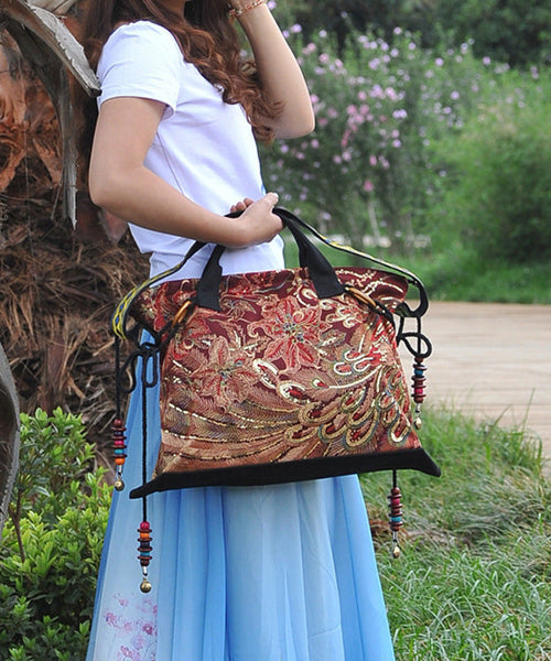 Ethnic Style Embroidered Tassel Canvas Shoulder Bag HJ1050 Ada Fashion
